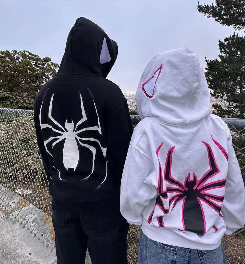 Spider Print Full-Zip Hoodie