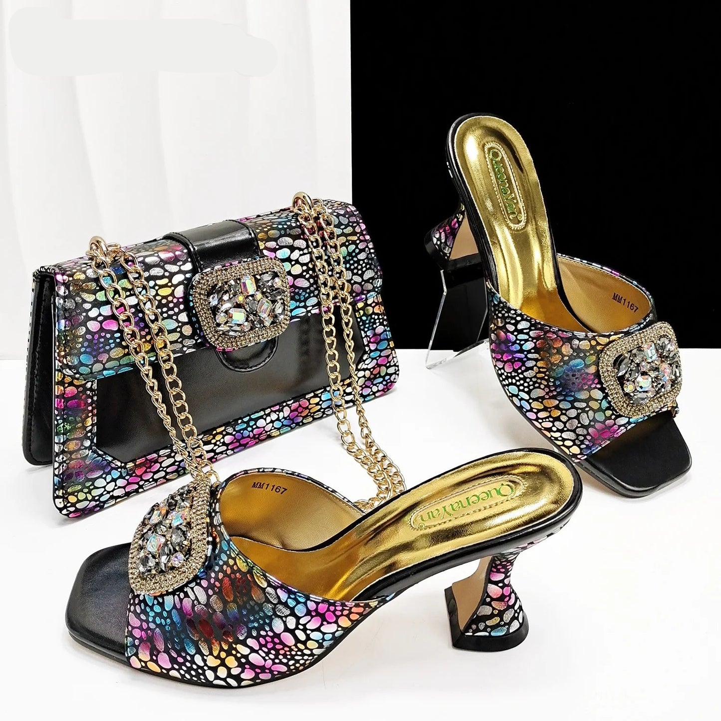 Queena Yan Italian Pink Rhinestone Heels