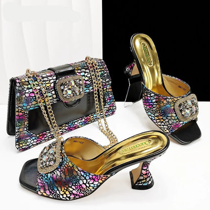 Queena Yan Italian Pink Rhinestone Heels