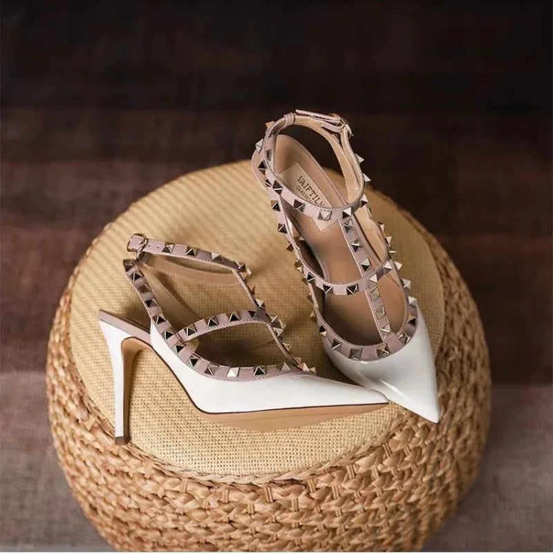 Rivet-Accent Pointed High Heels