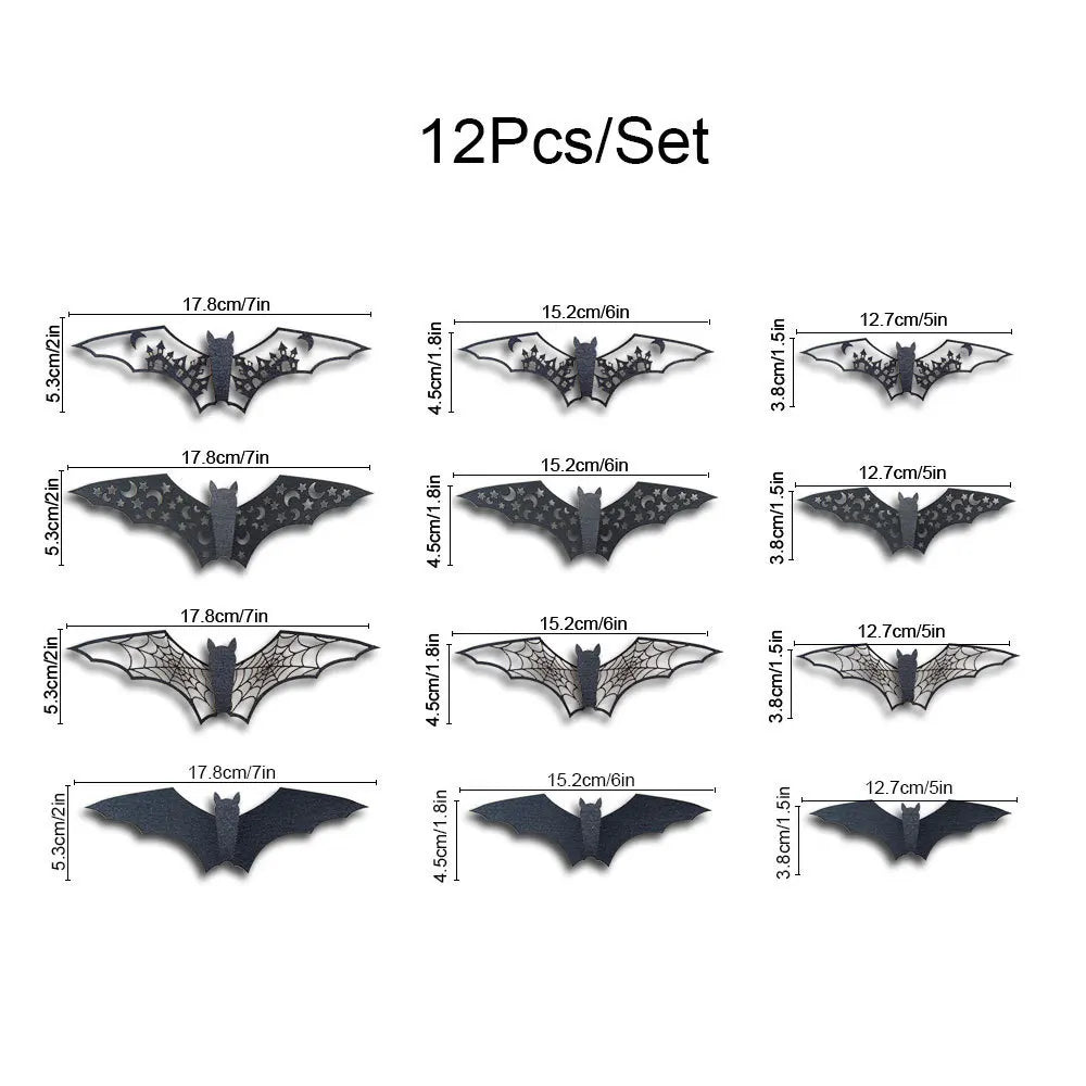 3D Hollow Bat Wall Stickers