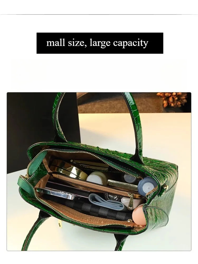Polyester Zipper Shoulder Bag Crocodile