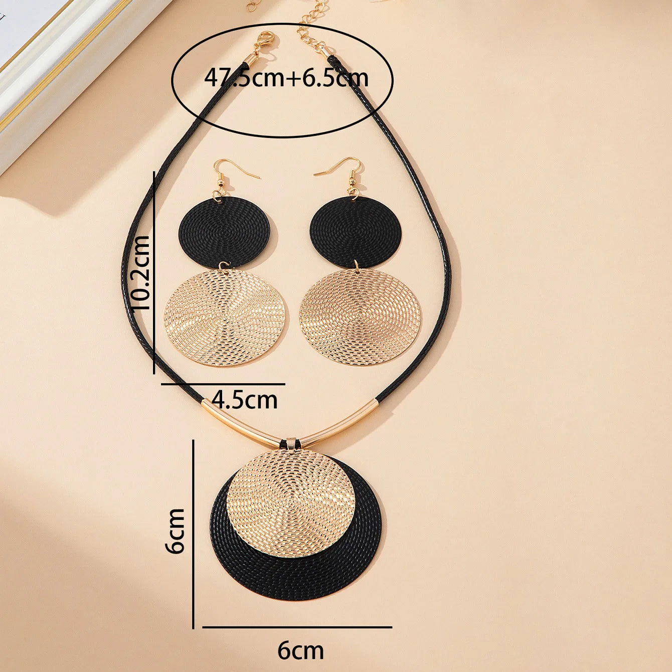 Round Pendant Necklace Earring Set