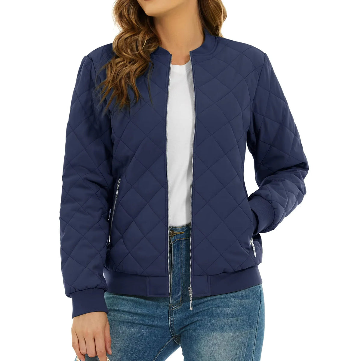 Diamond Quilted Bomber Jacket