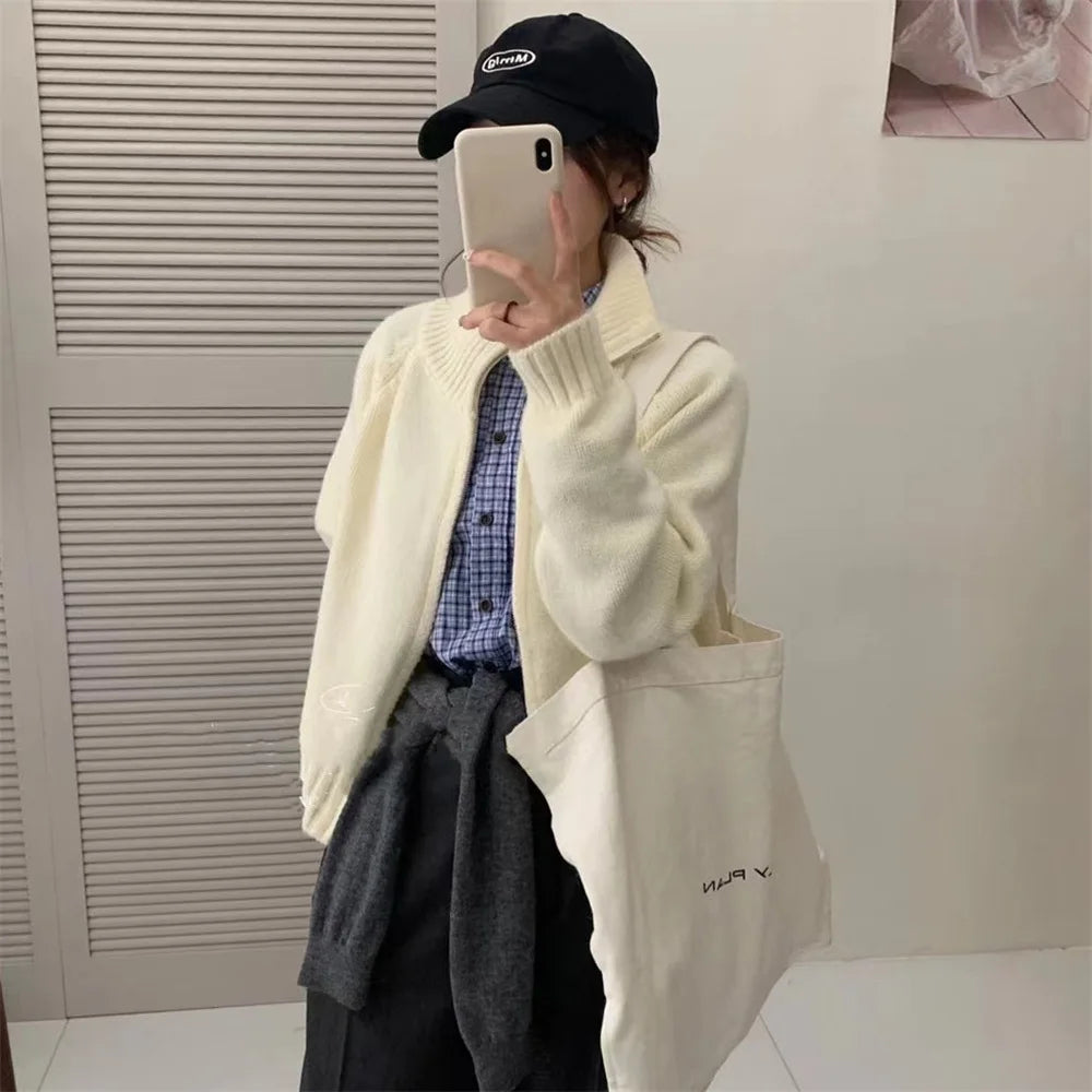 Stand Collar Double-Zip Cardigan