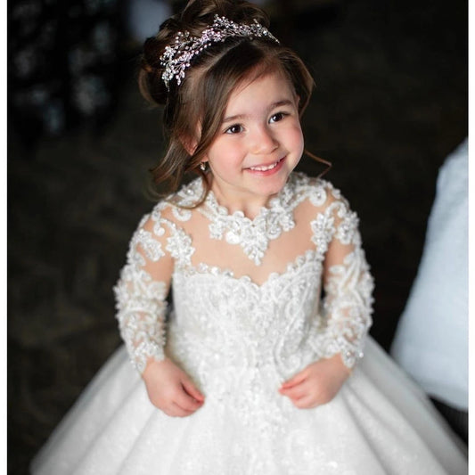 Princess Floral Lace Flower Girl Dress