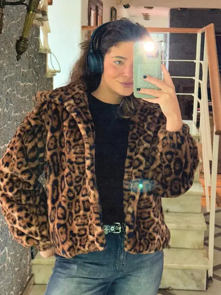 Single-Breasted Leopard Print Jacket