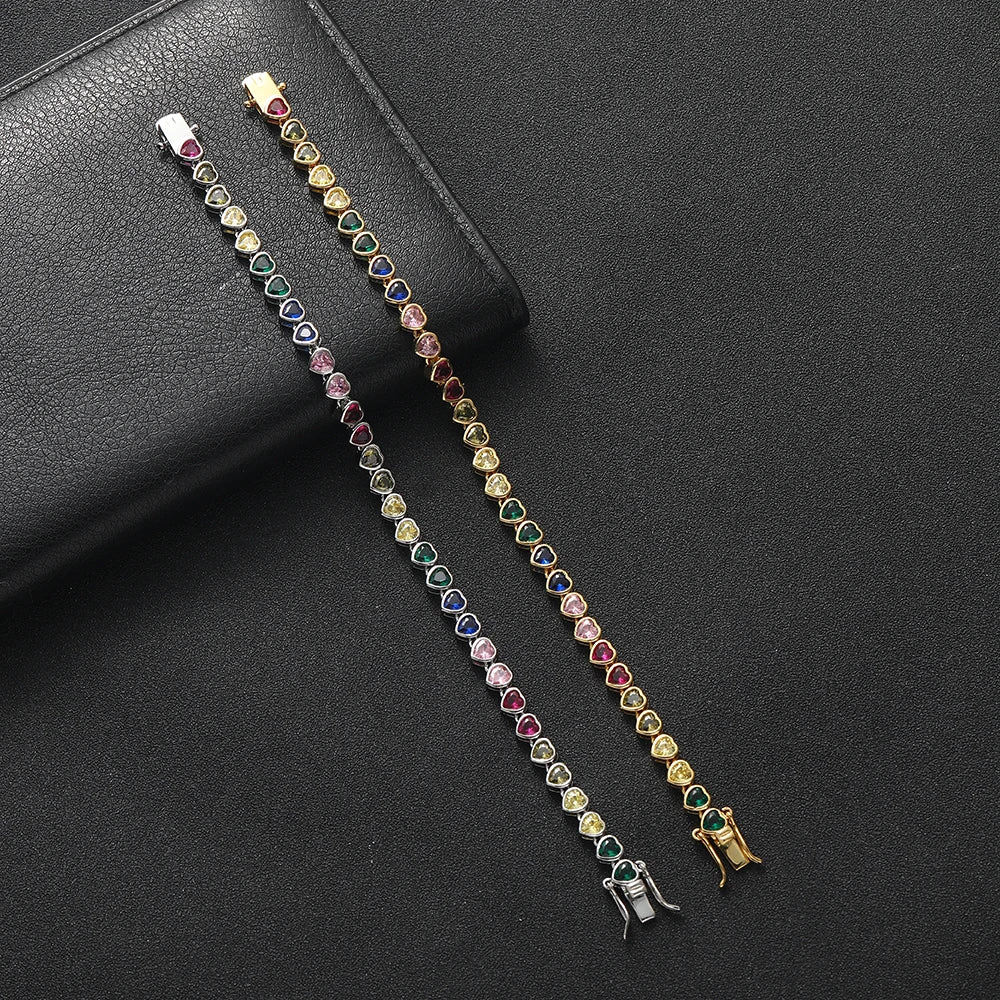 Heart Zircon Chain Bracelet