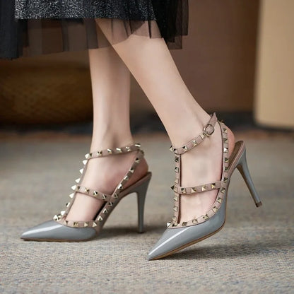 Rivet-Accent Pointed High Heels