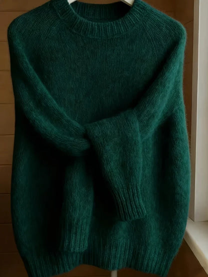 Solid Round Neck Knit Sweater