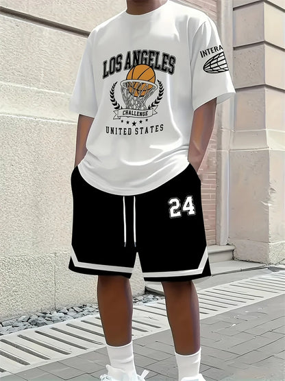 3D Animal Print Casual Shorts Set