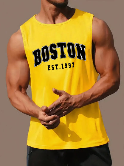 Cotton Boston Print Sleeveless Vest