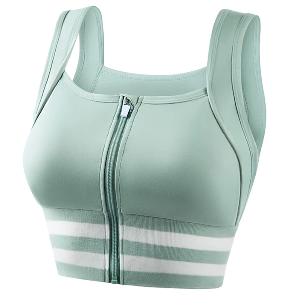 Zipper Front Closure Sports Bra