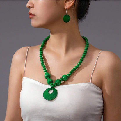 Bohemian Wooden Bead Jewelry Set