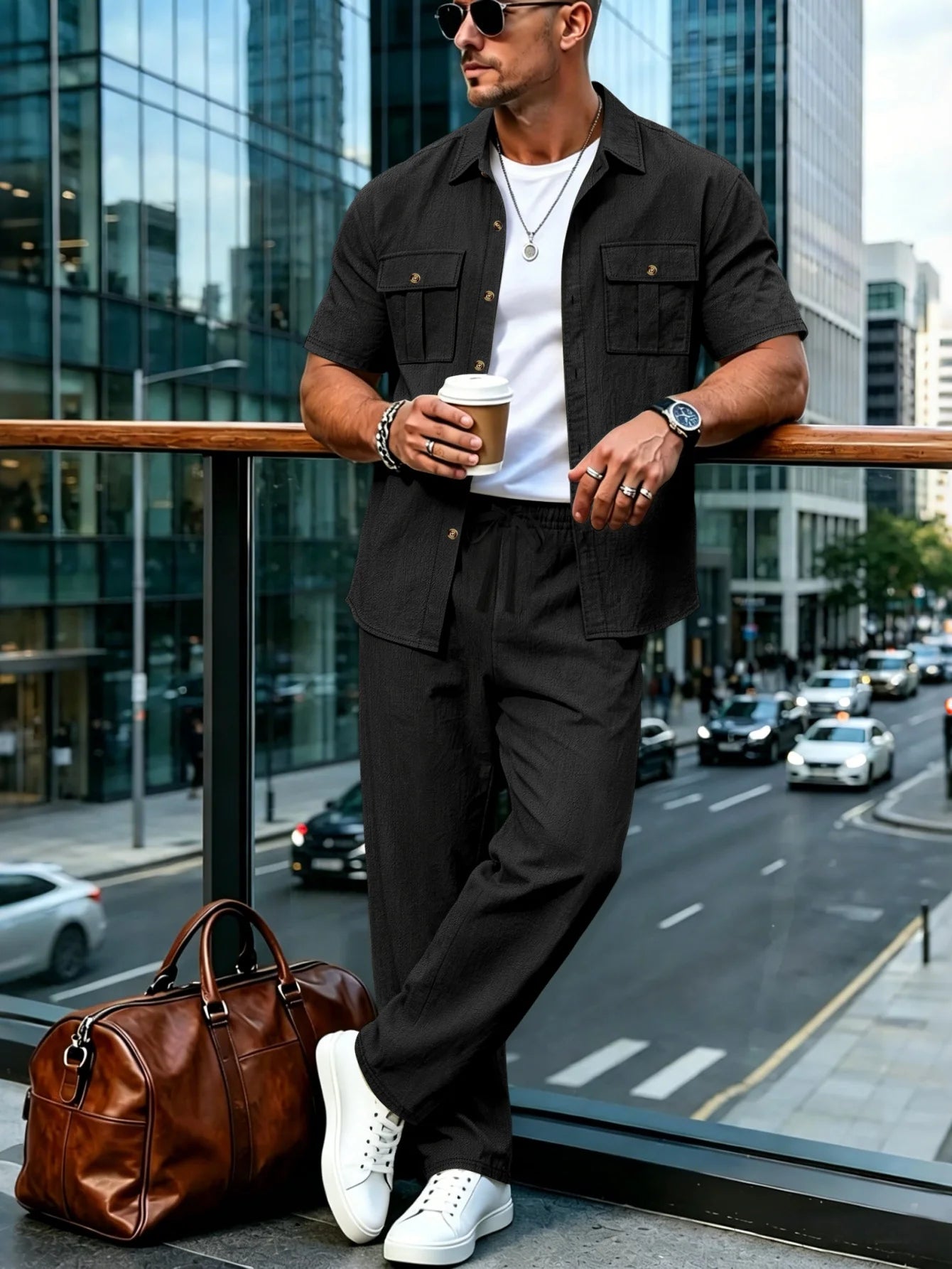 Cotton Linen Short Shirt Set