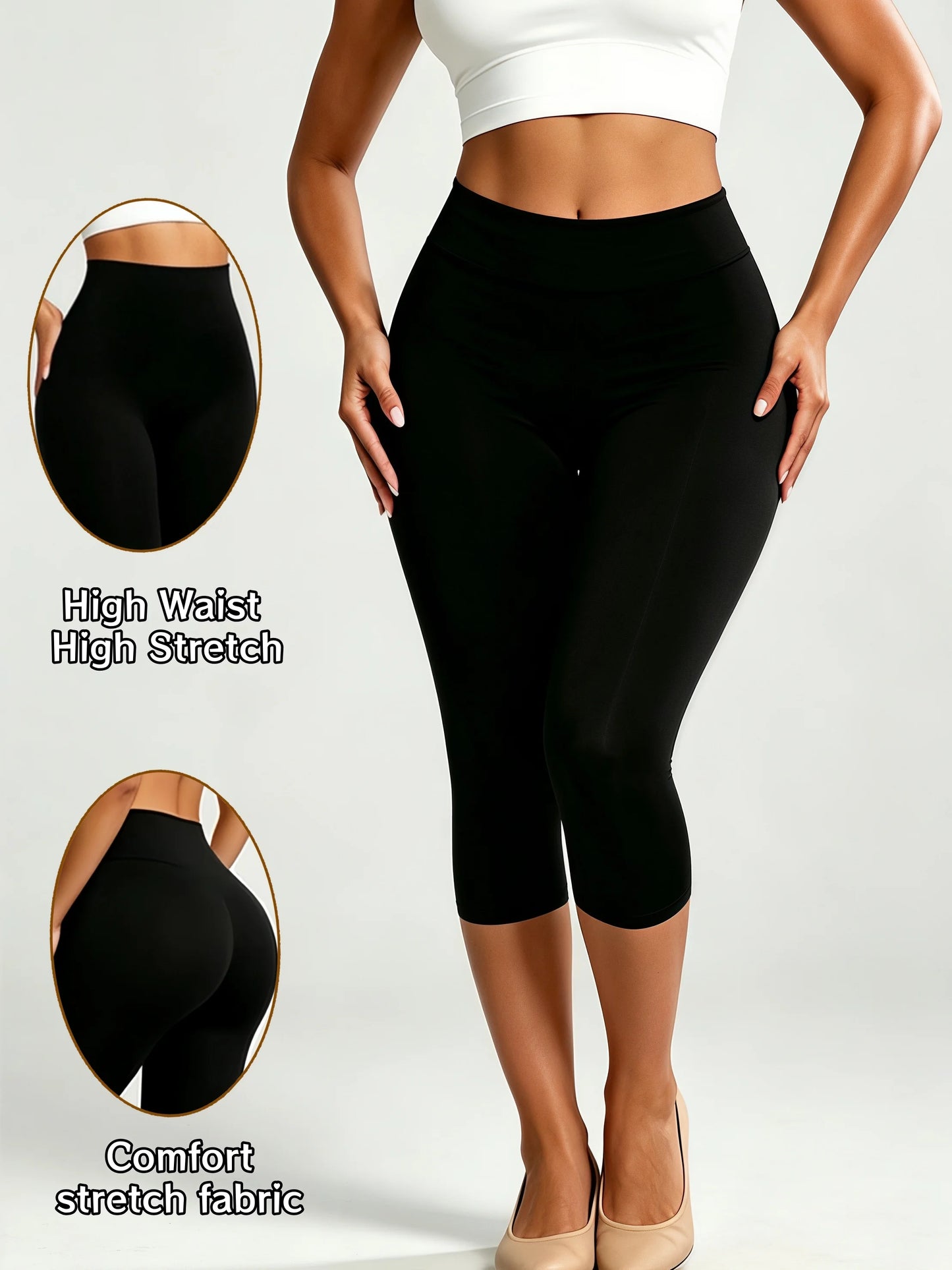 High Waist Seamless Capri Leggings