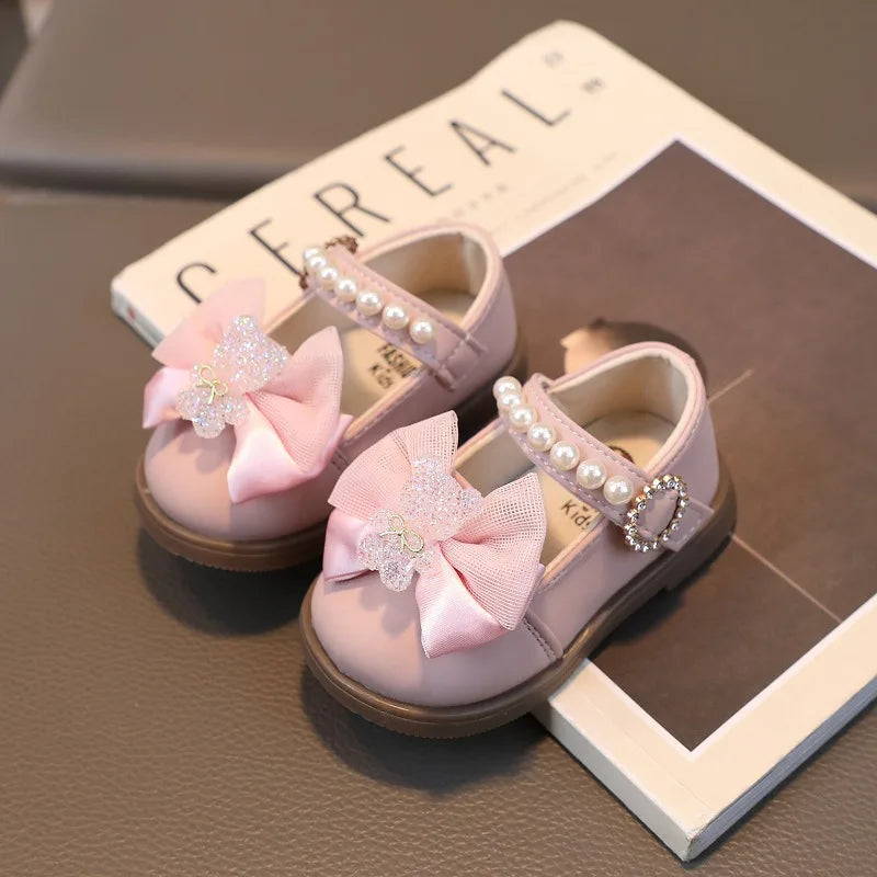 Pearl Bow Baby Shoes