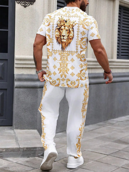 Summer Short Sleeve Trousers Suit