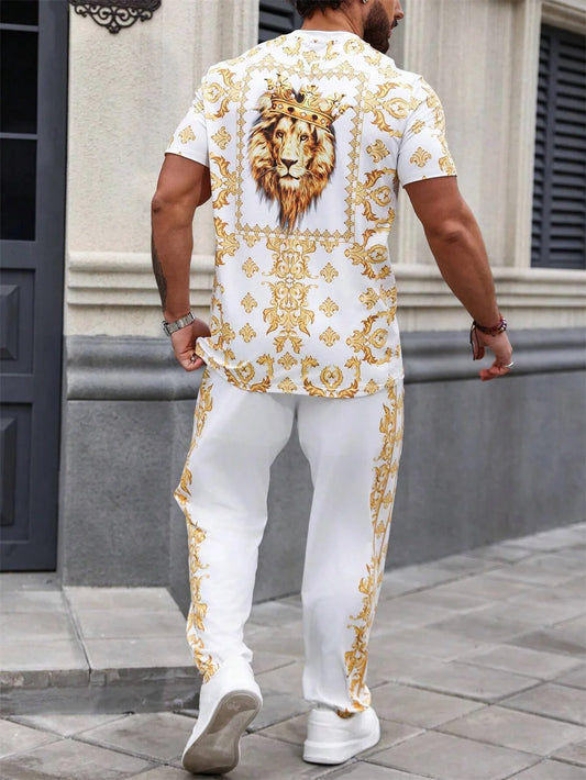 Summer Short Sleeve Trousers Suit