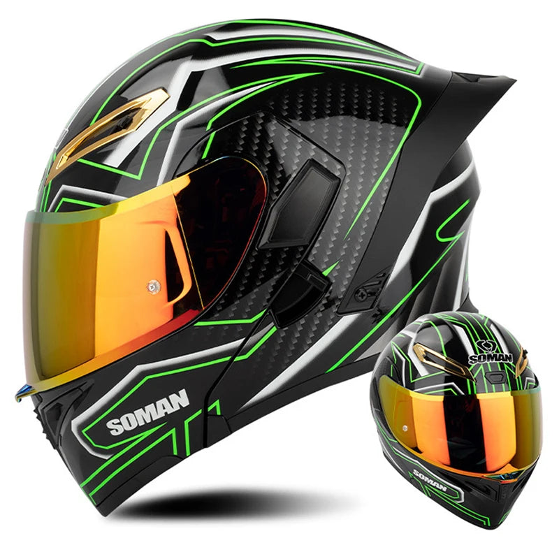 Soman Double-Visor Flip-Up Helmet