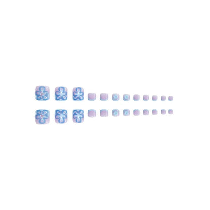 3D Blue Flower Toe Press-On Nail Set