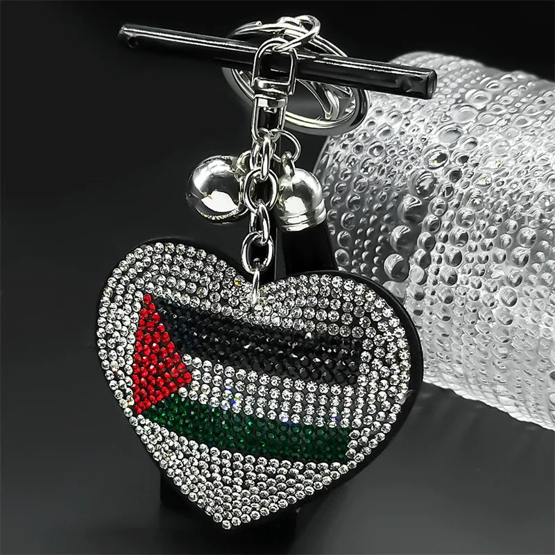 Palestine Flag Full Crystals Heart