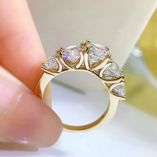 Luxury Five Stone Moissanite Ring