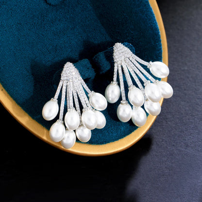 Geometric Pearl Drop Earrings