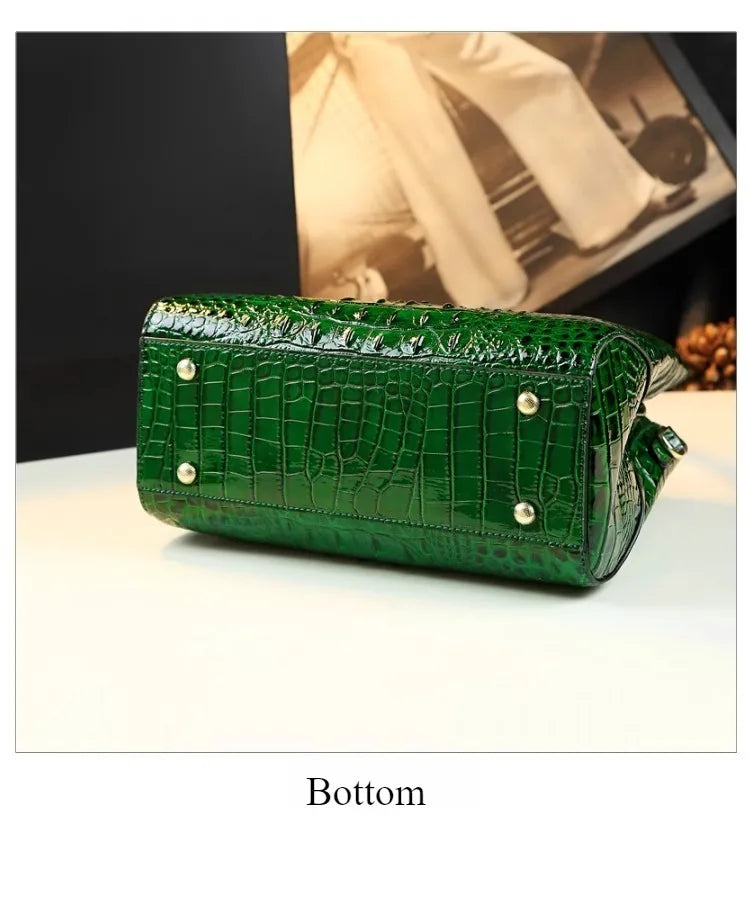 Polyester Zipper Shoulder Bag Crocodile