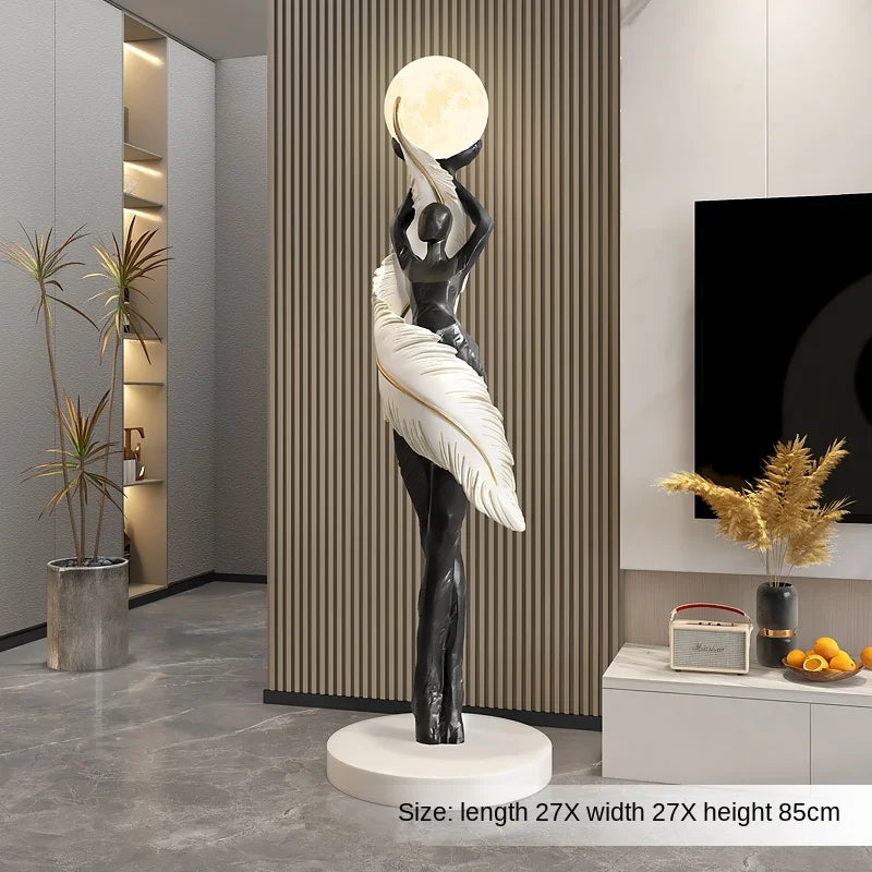 Modern Feather Girl Statue