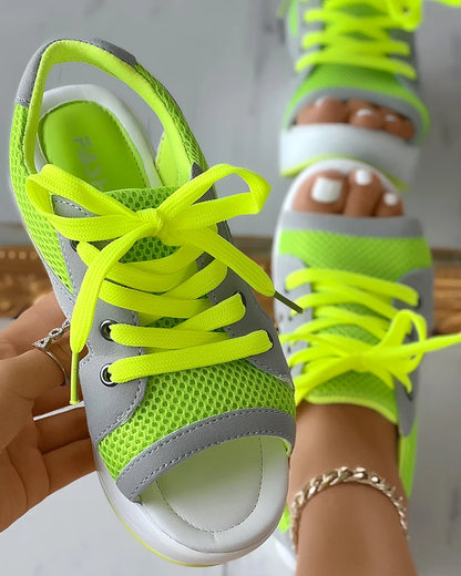 Lace-Up Wedge Sandals
