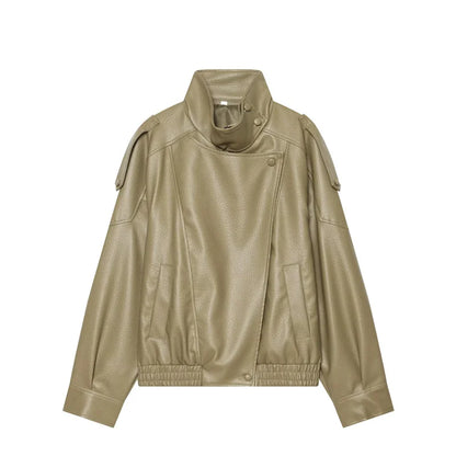 Pebble Faux Leather Moto Jacket