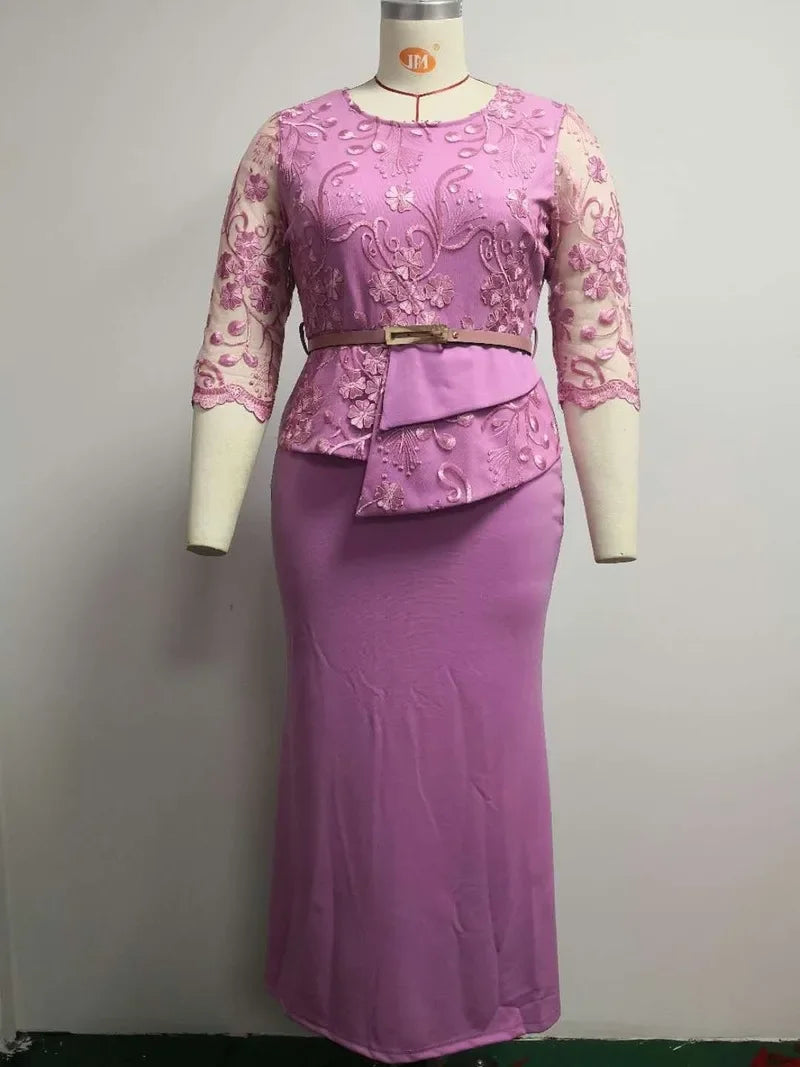 Plus Size Lace Patchwork Maxi Dress