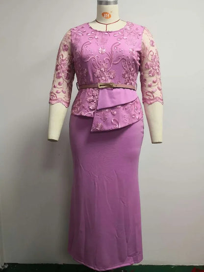 Plus Size Lace Patchwork Maxi Dress