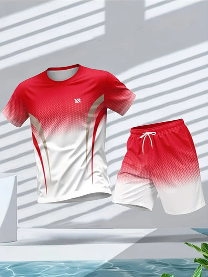 Irregular 3D Print T-Shirt Set