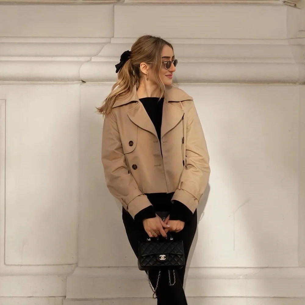Cropped Double-Breasted Trench