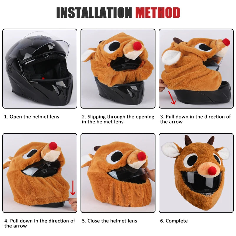Plush Cartoon Full-Face Helmet Cover