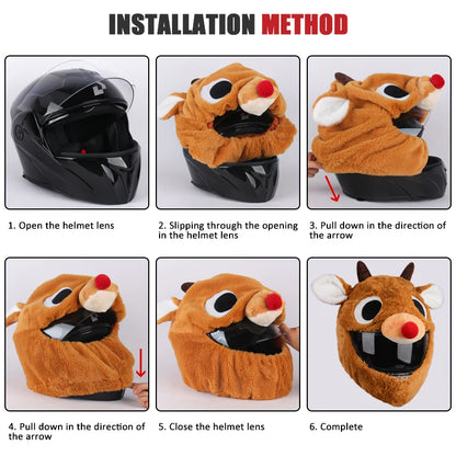Plush Cartoon Full-Face Helmet Cover