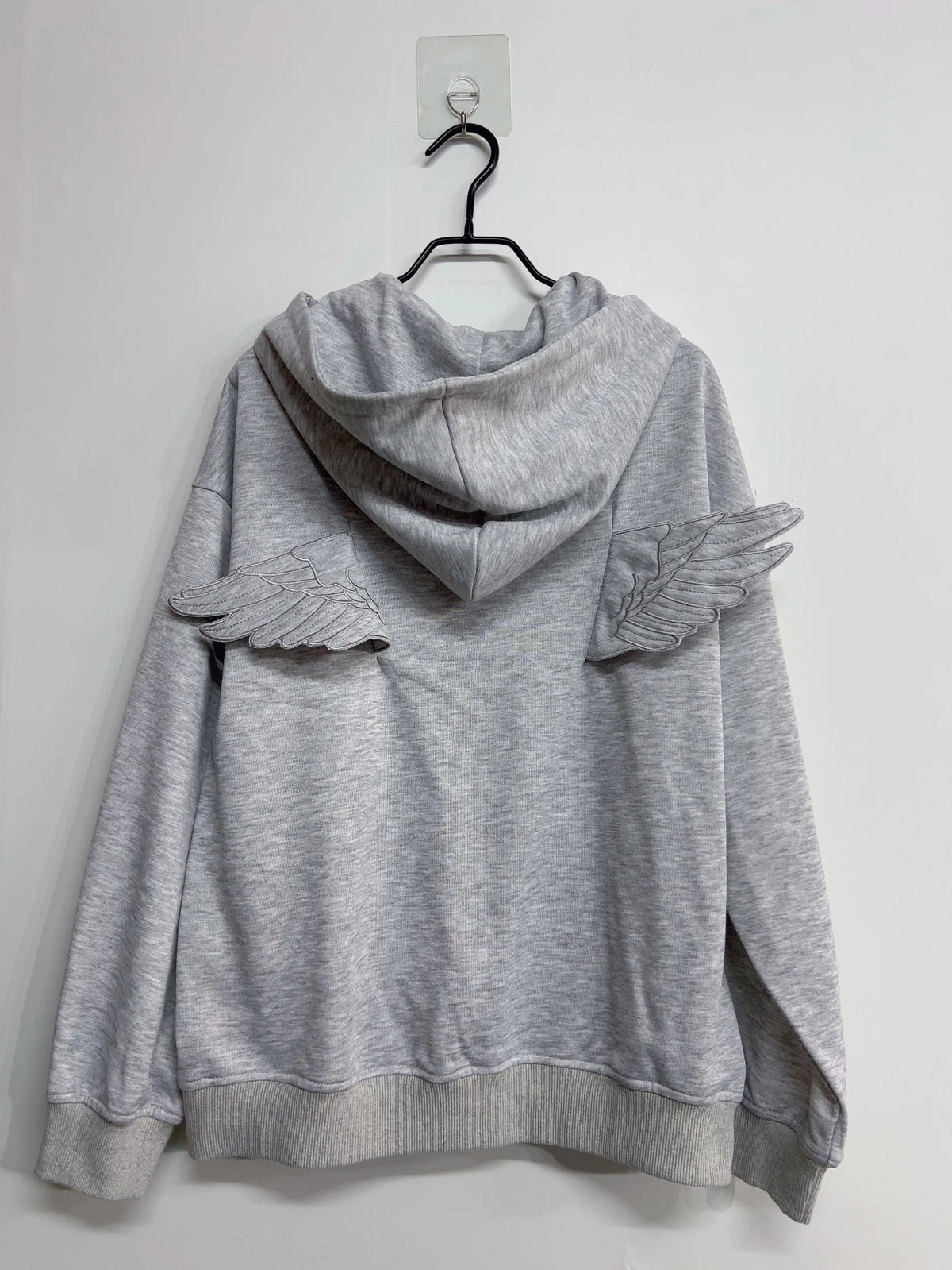 Angel Wing Embroidered Zip Hoodie