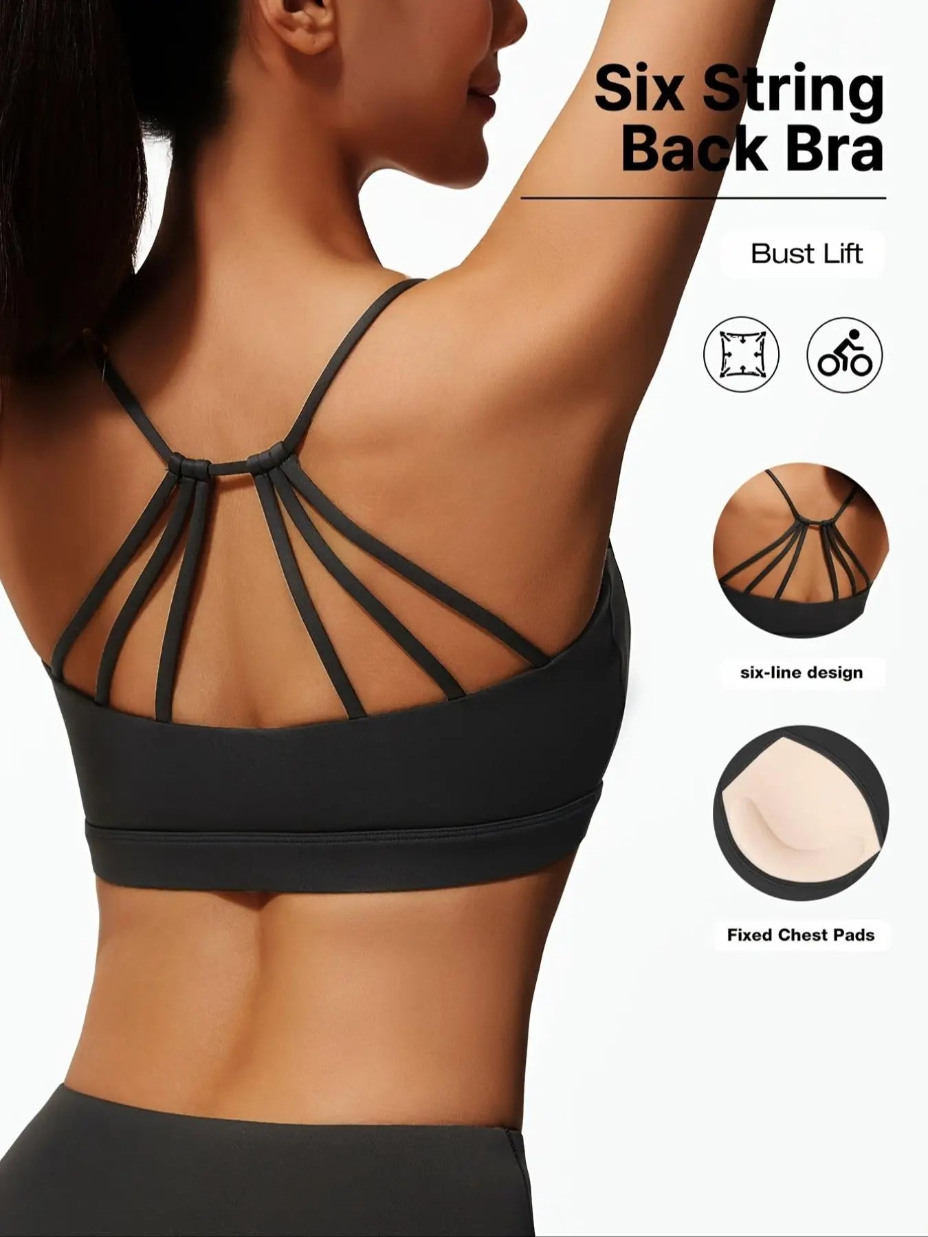 Backless Fixed-Pad Sports Bra