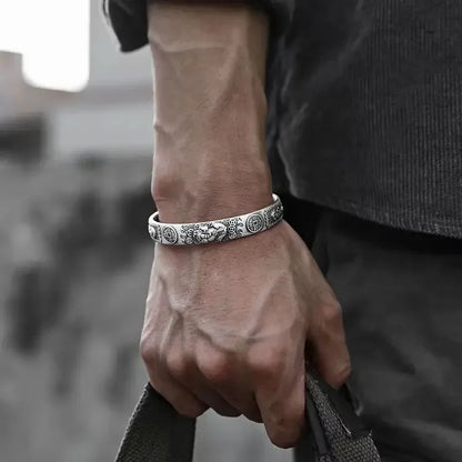 Retro Punk Koi Fish Engraved Bracelet