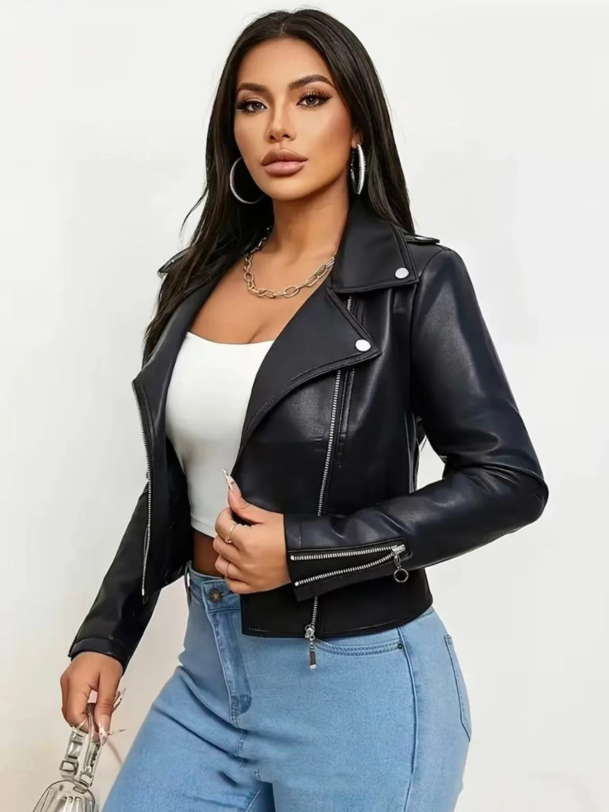 PU Leather Moto Jacket