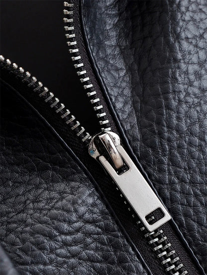 Pebble Faux Leather Moto Jacket