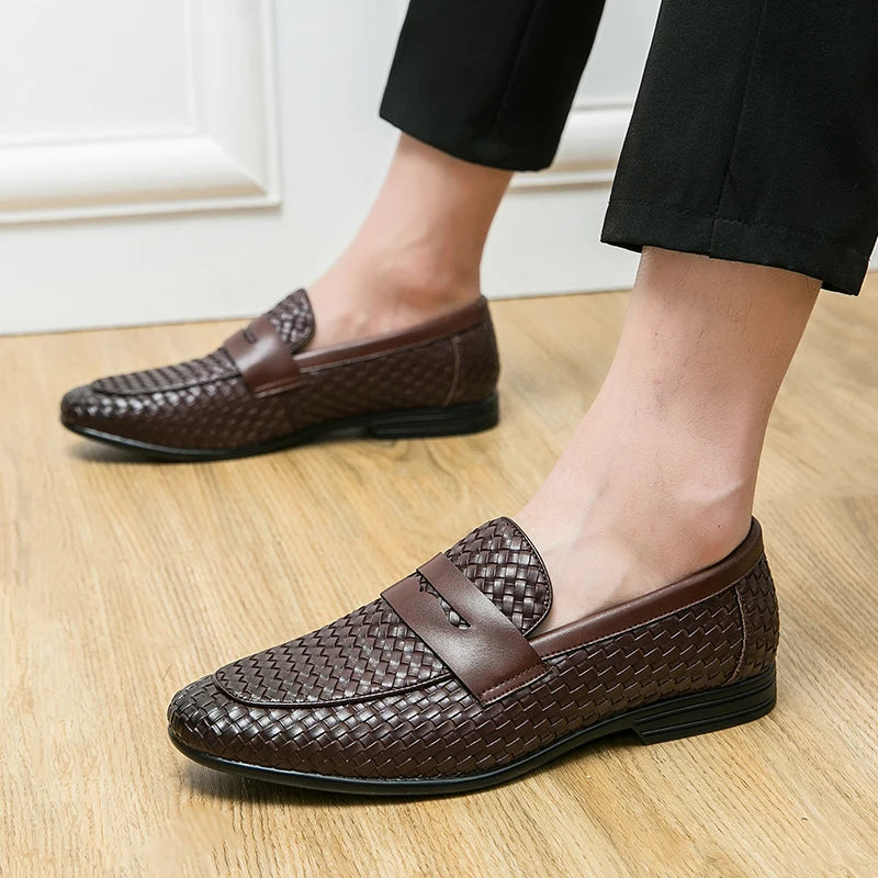 Leather Plaid Bean Loafers