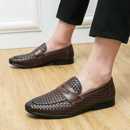 Leather Plaid Bean Loafers