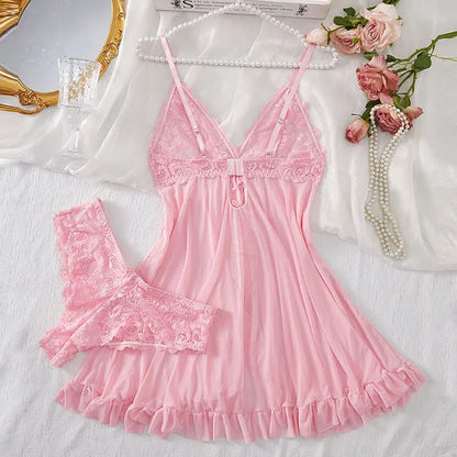 2 Pcs Lace Nightgown Set