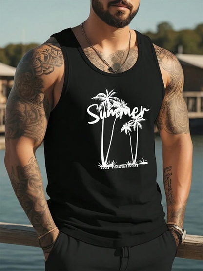 Hawaiian Coconut Print Tank Top