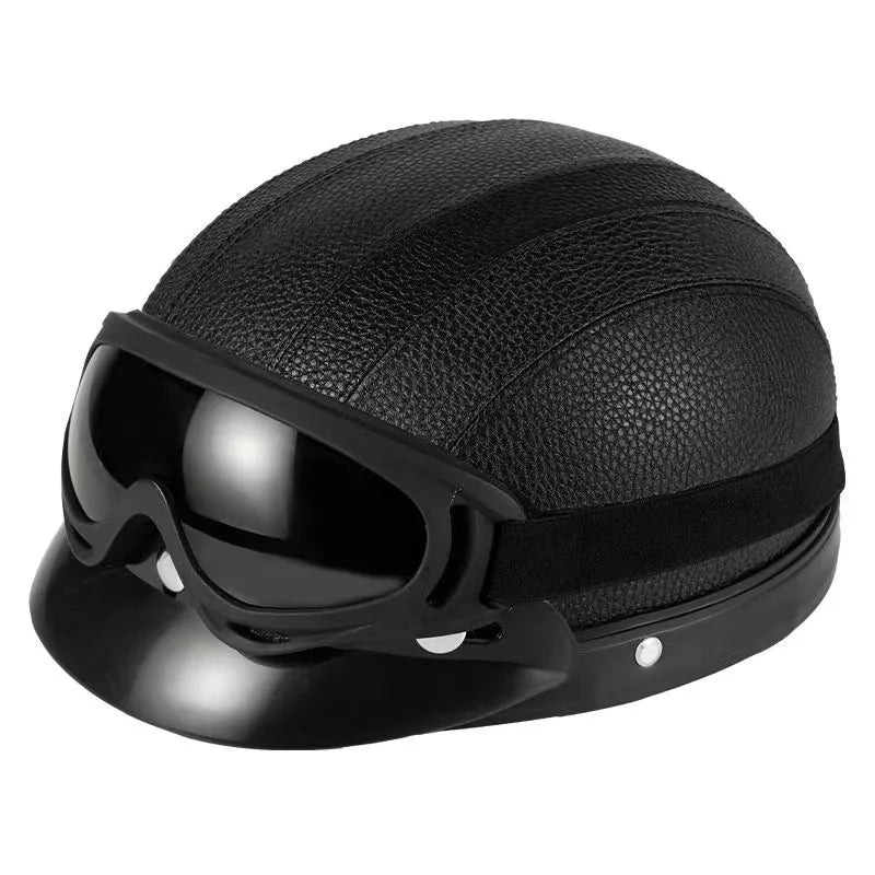 Vintage Leather Half Helmet