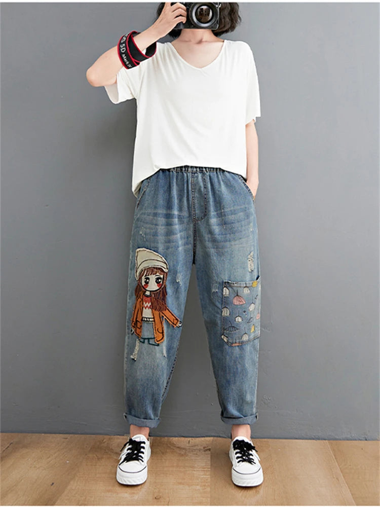 Embroidered Harem Jeans