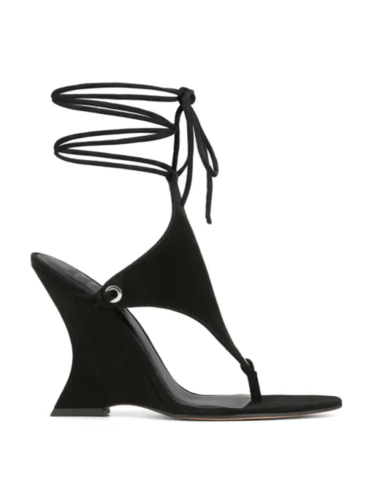 Chunky Wedge Lace-Up Sandals